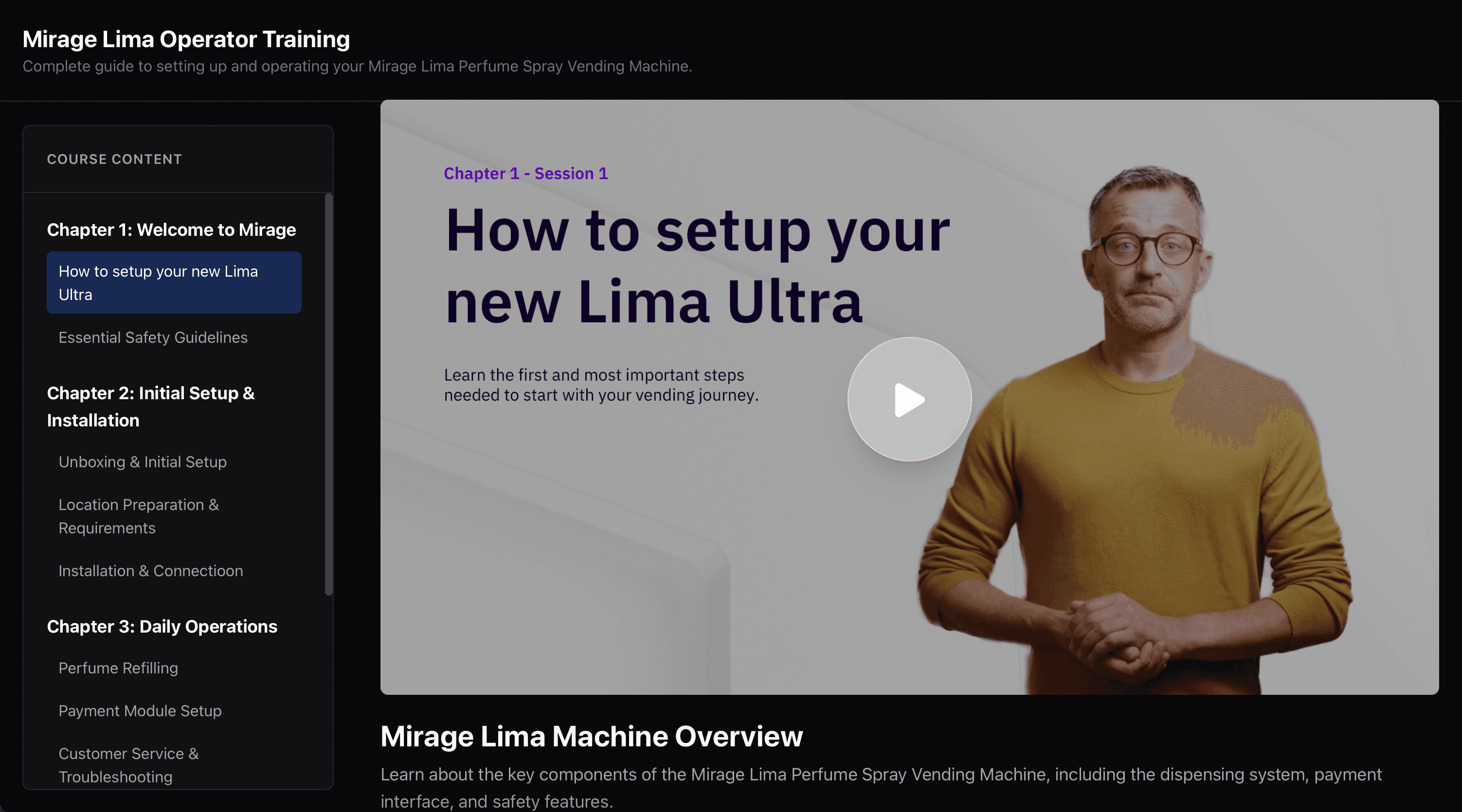 Mirage Academy Interface